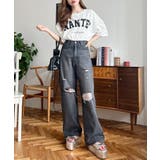 クラッシュダメージデニムパンツ | moment+ | 詳細画像17