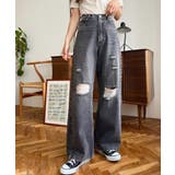 クラッシュダメージデニムパンツ | moment+ | 詳細画像2