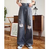 クラッシュダメージデニムパンツ | moment+ | 詳細画像3