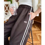 ブラウン | ロゴ刺繍トラックジャージパンツ | moment+