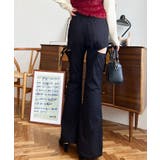 デニム&ツイルカットアウトリボンフレアパンツ | moment+ | 詳細画像13