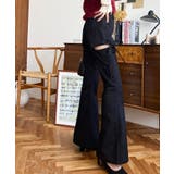 デニム&ツイルカットアウトリボンフレアパンツ | moment+ | 詳細画像14