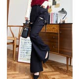 デニム&ツイルカットアウトリボンフレアパンツ | moment+ | 詳細画像15