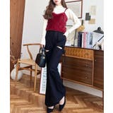 デニム&ツイルカットアウトリボンフレアパンツ | moment+ | 詳細画像16