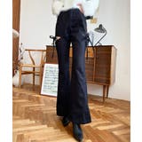 デニム&ツイルカットアウトリボンフレアパンツ | moment+ | 詳細画像19