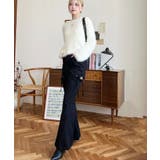 デニム&ツイルカットアウトリボンフレアパンツ | moment+ | 詳細画像24