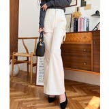 デニム&ツイルカットアウトリボンフレアパンツ | moment+ | 詳細画像4