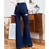 デニム&ツイルカットアウトリボンフレアパンツ | moment+ | 詳細画像40