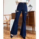 デニム&ツイルカットアウトリボンフレアパンツ | moment+ | 詳細画像45