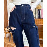 デニム&ツイルカットアウトリボンフレアパンツ | moment+ | 詳細画像47