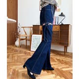 デニム&ツイルカットアウトリボンフレアパンツ | moment+ | 詳細画像51