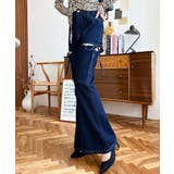 デニム&ツイルカットアウトリボンフレアパンツ | moment+ | 詳細画像55