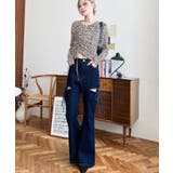 デニム&ツイルカットアウトリボンフレアパンツ | moment+ | 詳細画像56