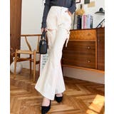 デニム&ツイルカットアウトリボンフレアパンツ | moment+ | 詳細画像6