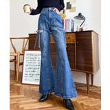 デニム&ツイルカットアウトリボンフレアパンツ | moment+ | 詳細画像59