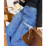 デニム&ツイルカットアウトリボンフレアパンツ | moment+ | 詳細画像64