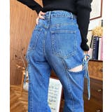 デニム&ツイルカットアウトリボンフレアパンツ | moment+ | 詳細画像65