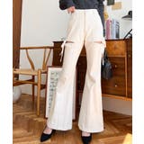 デニム&ツイルカットアウトリボンフレアパンツ | moment+ | 詳細画像7