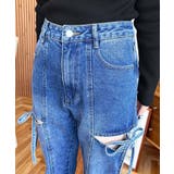 デニム&ツイルカットアウトリボンフレアパンツ | moment+ | 詳細画像73