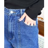 デニム&ツイルカットアウトリボンフレアパンツ | moment+ | 詳細画像74