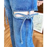 デニム&ツイルカットアウトリボンフレアパンツ | moment+ | 詳細画像77