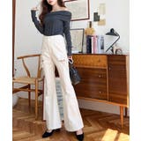 デニム&ツイルカットアウトリボンフレアパンツ | moment+ | 詳細画像9