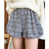 ブラック | カラーツイードバルーンミニキュロット | moment+