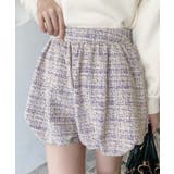 ラベンダー | カラーツイードバルーンミニキュロット | moment+