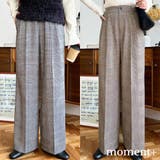 センタープレスツータックセミワイドチェックパンツ | moment+ | 詳細画像1