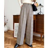 センタープレスツータックセミワイドチェックパンツ | moment+ | 詳細画像13