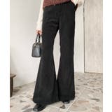 ブラック | コーデュロイフレアパンツ | moment+