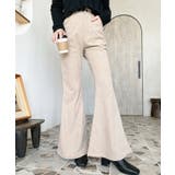 グレイッシュベージュ | コーデュロイフレアパンツ | moment+