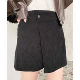 ブラック | ラップ風コーデュロイショートパンツ | moment+