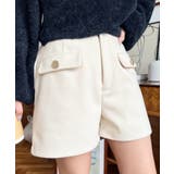 アイボリー | 微起毛ウールライク金ボタンフラップショートパンツ | moment+