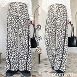 サイドレース切替レオパードスウェットパンツ | moment+ | 詳細画像1 