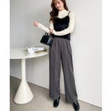 センタープレスツータックセミワイドストライプパンツ | moment+ | 詳細画像15 