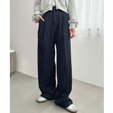 センタープレスツータックセミワイドストライプパンツ | moment+ | 詳細画像24 