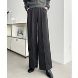 センタープレスツータックセミワイドストライプパンツ | moment+ | 詳細画像30 