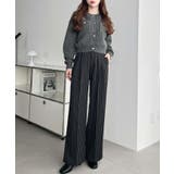 センタープレスツータックセミワイドストライプパンツ | moment+ | 詳細画像31 