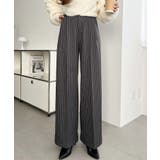 チャコールグレー | センタープレスツータックセミワイドストライプパンツ | moment+