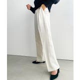 サイドレースハイウエストツータックセミワイドスラックスパンツ | moment+ | 詳細画像10 