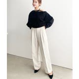 サイドレースハイウエストツータックセミワイドスラックスパンツ | moment+ | 詳細画像12 