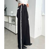 サイドレースハイウエストツータックセミワイドスラックスパンツ | moment+ | 詳細画像15 