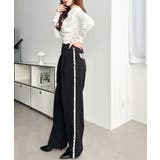 サイドレースハイウエストツータックセミワイドスラックスパンツ | moment+ | 詳細画像17 