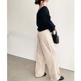 サイドレースハイウエストツータックセミワイドスラックスパンツ | moment+ | 詳細画像47 