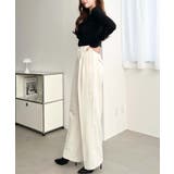 サイドレースハイウエストツータックセミワイドスラックスパンツ | moment+ | 詳細画像5 