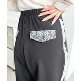 チャコールグレー | サイドレースハイウエストツータックセミワイドスラックスパンツ | moment+