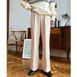 グレイッシュベージュ | カットジョーゼットセンタープレスストレートスラックスパンツ | moment+