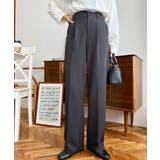 チャコールグレー | カットジョーゼットセンタープレスストレートスラックスパンツ | moment+