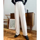 アイボリー | カットジョーゼットセンタープレスストレートスラックスパンツ | moment+